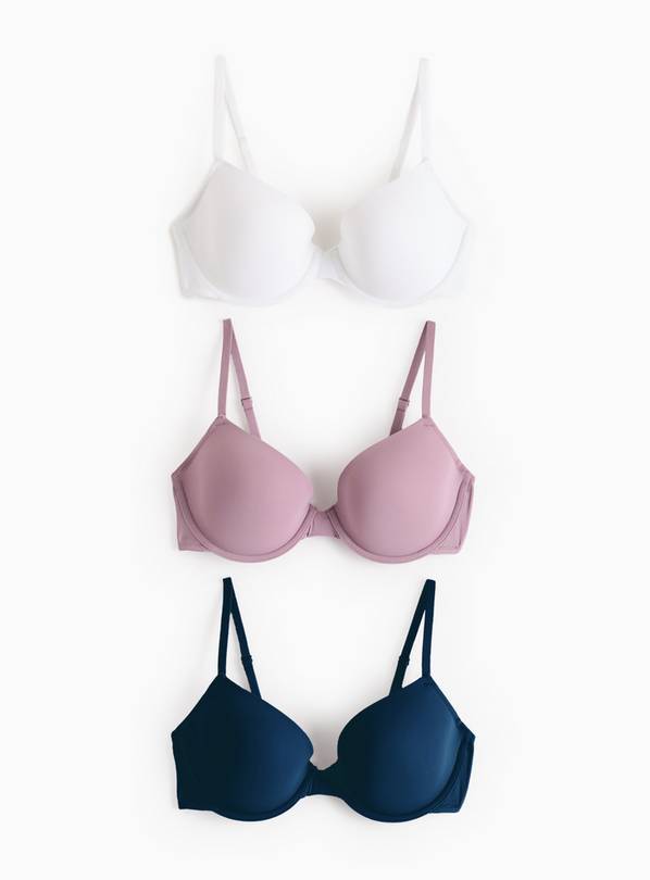 Plain Underwired Padded T-Shirt Bras 3 Pack 38B